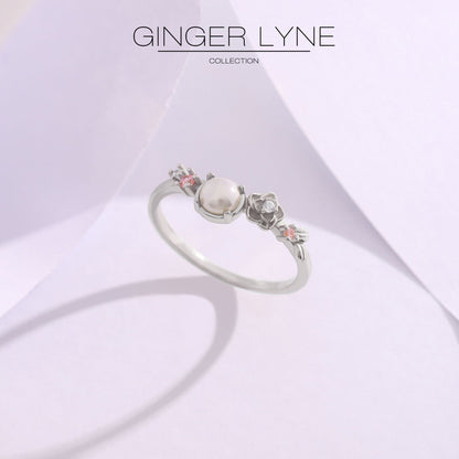 IslaSimulatedPearlRingforWomenSterlingSilver14KGoldPlatedGingerLyneCollection_Silver-3