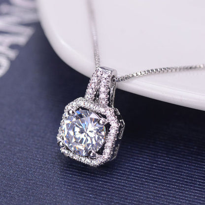 Melinda Pendant Necklace Halo Solitaire Cubic Zirconia Women Ginger Lyne Collection