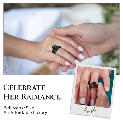 QueenaBlackWeddingRingSetAnniversaryBandEngagementRingforWomenSterlingSterlingCzGingerLyneCollection_RhodiumBlack-Black-5
