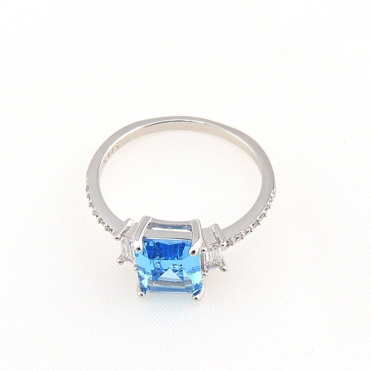 Ruthana Engagement Ring Created Blue Topaz Silver Womens Ginger Lyne Collection - 10