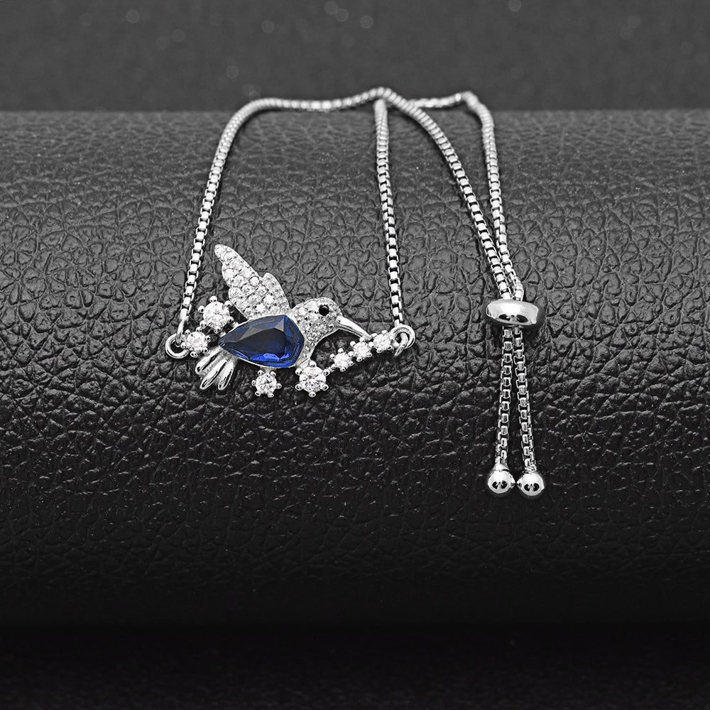 Hummingbird Necklace or Bracelet Sterling Silver Blue Cz Women Ginger Lyne Collection - Bracelet