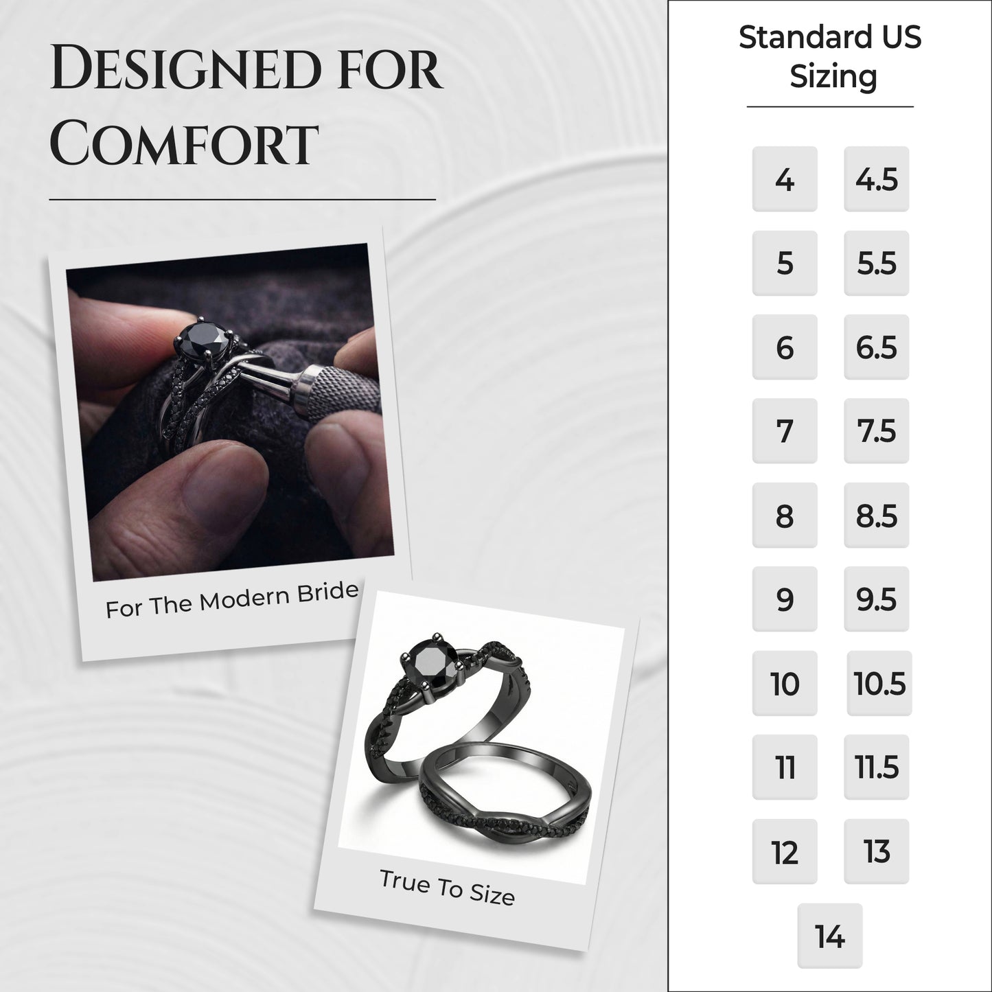 QueenaBlackWeddingRingSetAnniversaryBandEngagementRingforWomenSterlingSterlingCzGingerLyneCollection_RhodiumBlack-Black-7