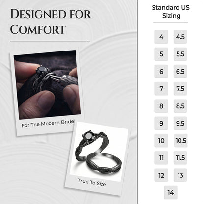 QueenaBlackWeddingRingSetAnniversaryBandEngagementRingforWomenSterlingSterlingCzGingerLyneCollection_RhodiumBlack-Black-7