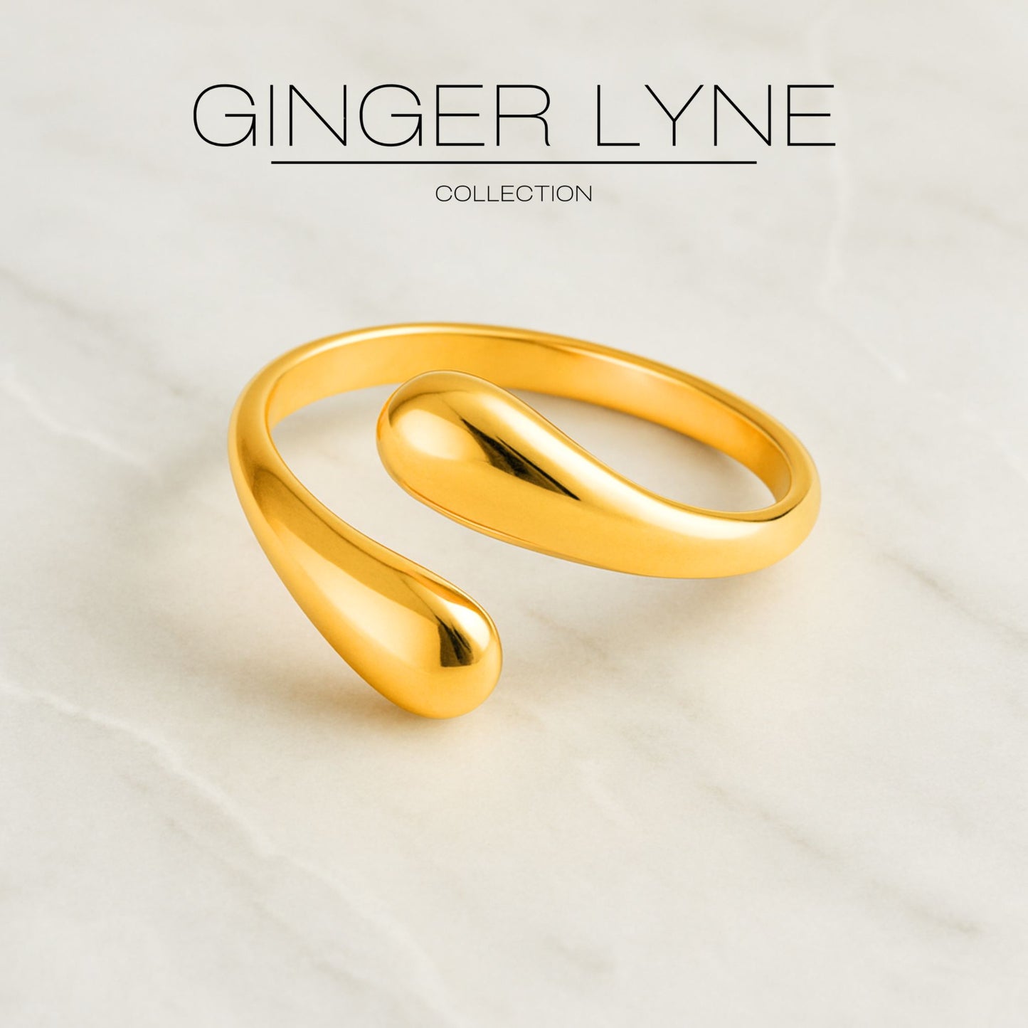TeardropWrapRingforWomen14ktGoldPlatedStainlessSteelAdjustableCasualFashionRing_Gold-8