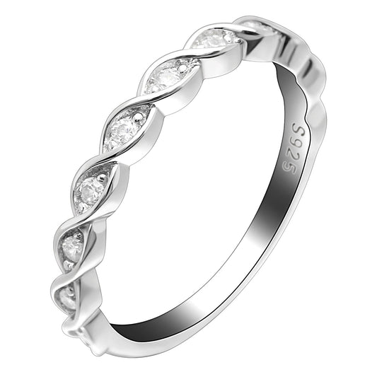 Shanti Anniversary Band Ring Sterling Silver Twist Cz Womens Ginger Lyne Collection - 5