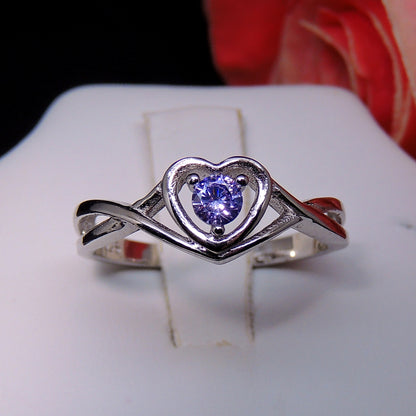 Christine Engagement Ring for Women Promise Heart Birthstone Cz Sterling Silver by Ginger Lyne