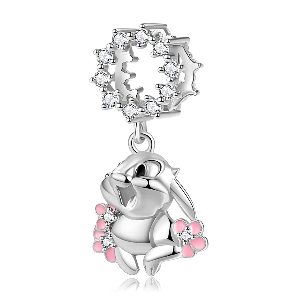 Bunny Rabbit Charm European Bead CZ Sterling Silver Ginger Lyne Collection