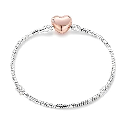 SnakeCharmBraceletWithHeartClaspTwoTonePlatedFitsStandardEuropeanBeadsGingerLyneCollection-17cm=6.69inch-17cm=6.69inch-Rpse_17cm=6.69inch-Rose-1