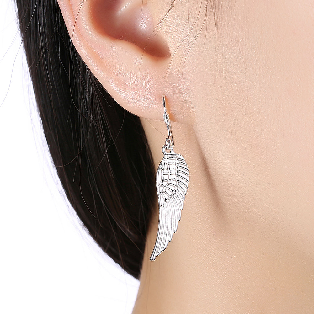 Angel Wing Hook Earrings Womens Silver Plated Ginger Lyne Collection