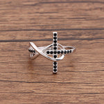 Load image into Gallery viewer, Cross Infinity Religion Ring Sterling Silver Black Cz Women Ginger Lyne Collection - 10
