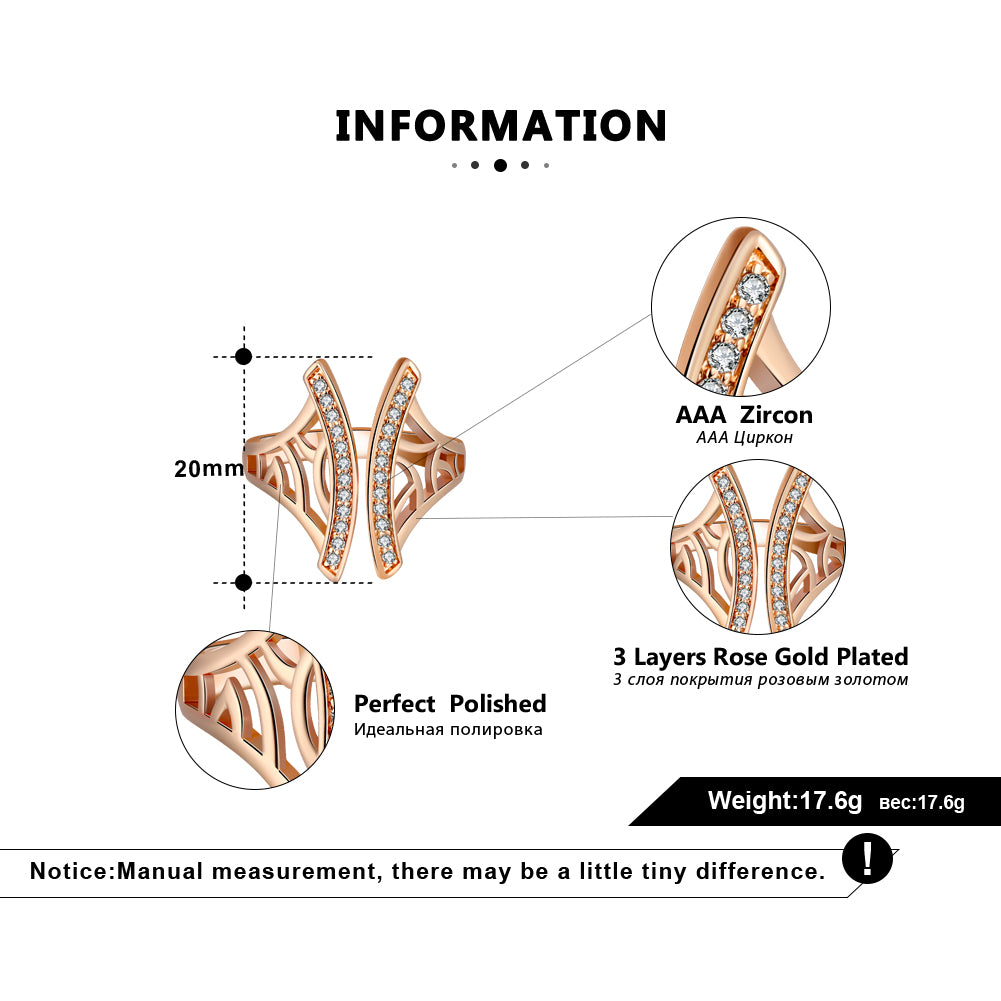 Window Pattern Adjustable Ring for Women Cz Gold Plated Ginger Lyne Collection - Rose Gold