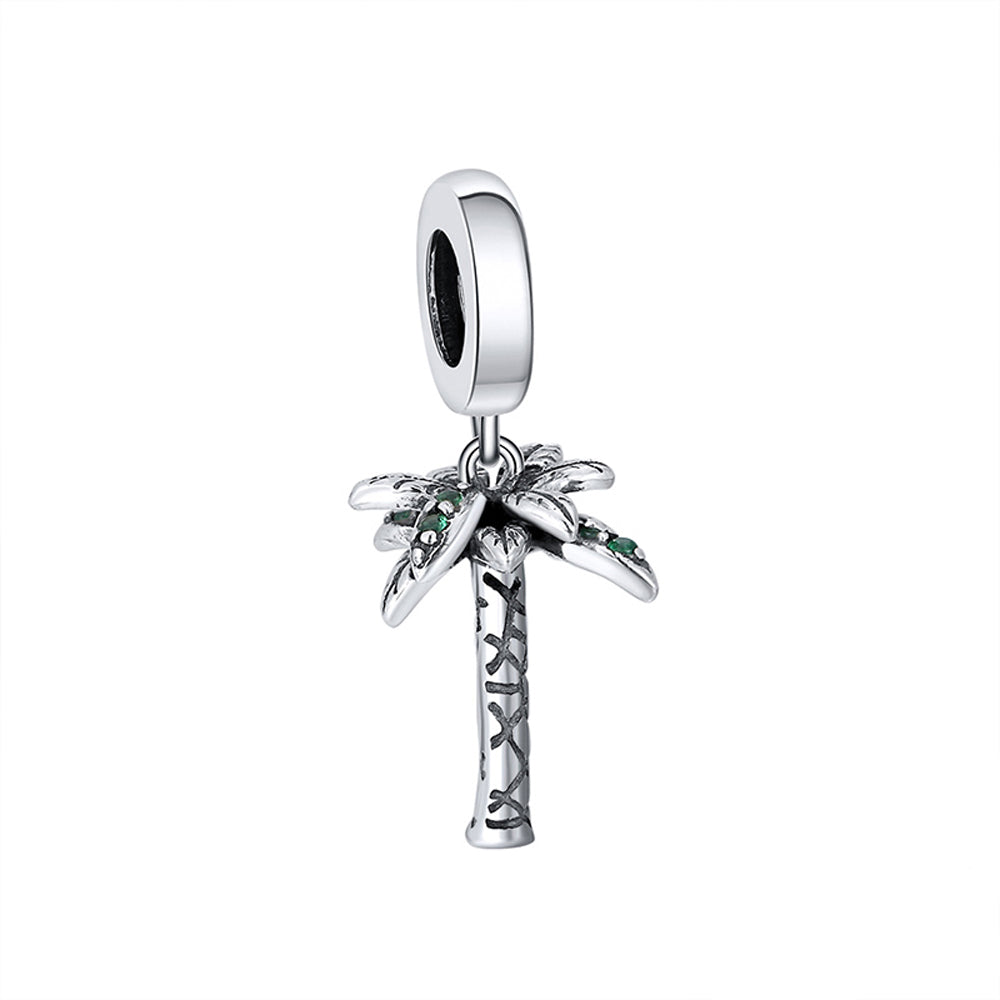 PalmTreeCharmEuropeanBeadGreenCZSterlingSilverGingerLyneCollection_Silver-1