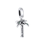 Load image into Gallery viewer, Palm Tree Charm European Bead Green CZ Sterling Silver Ginger Lyne Collection
