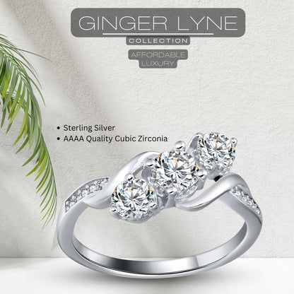 3 Stone Engagement Ring for Women Sterling Silver CZ Wedding Ring Ginger Lyne Collection