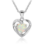 Load image into Gallery viewer, Ginger Lyne Collection Sterling Silver Cz Heart Fire Opal Pendant Necklace for Women
