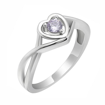 Christine Engagement Ring for Women Promise Heart Birthstone Cz Sterling Silver by Ginger Lyne