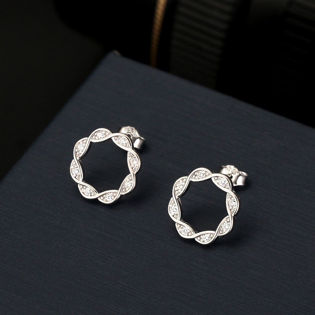 Helix Stud Earrings for Women Twisted Circle Sterling Silver Cz Ginger Lyne Collection