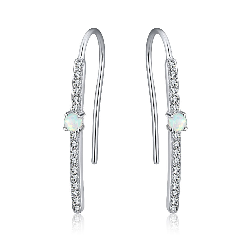 Fish Hook Drop Earrings for Women Sterling Silver Opal Cz Ginger Lyne Collection