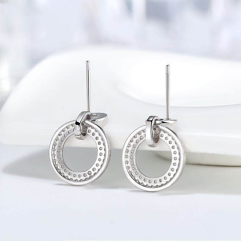 RoundCircleDropEarringsforWomenSterlingSilverClearCzGingerLyneCollection_Silver-5