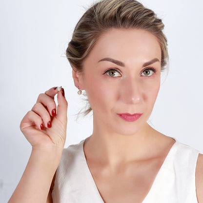 Drop Hook Earrings for Women Simulated Pearl Sterling Silver Ginger Lyne Collection - White