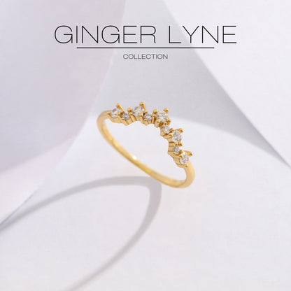 AriaHalfEternityRingforWomenSterlingSilverCZAnniversaryBandStackableChevronCurvebyGingerLyne_Gold-3