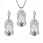 Load image into Gallery viewer, Pit Bull Dog Necklace Earrings Set Sterling Silver Womens Ginger Lyne Collection - Ears Up Dog Set
