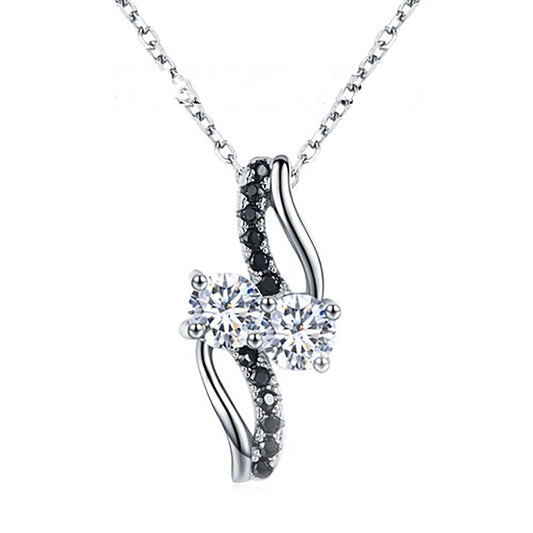 SadiePendantSterlingSilverBlackCzNecklaceWomensGingerLyneCollection_Clear-1