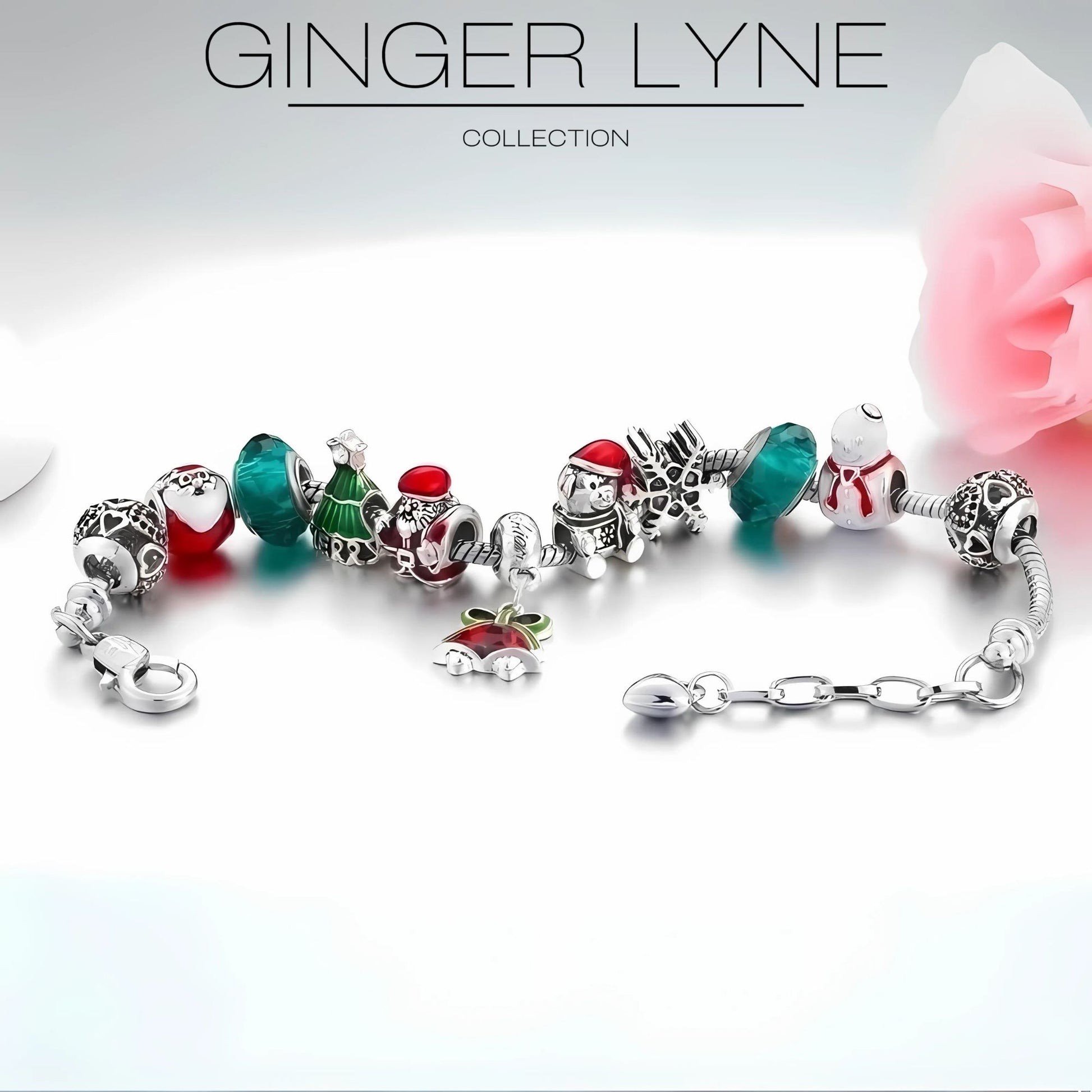 ChristmasCharmBraceletforWomenbyGingerLyne9"AlloyColorfulSantaHolidayItalianStyleBeads_Multi-color-2