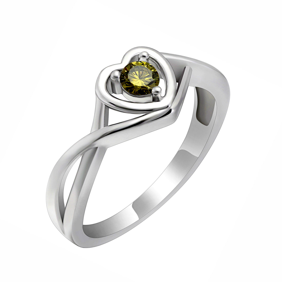 AugustBirthstoneOliveGreenHeartCZPromiseRingforWomenSize12SterlingSilverEngagementGiftbyGingerLyne_August-OliveGreen-1