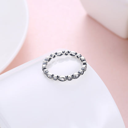 Lucy Eternity Ring Wedding Band Cz Antiqued Silver Womens Ginger Lyne Collection