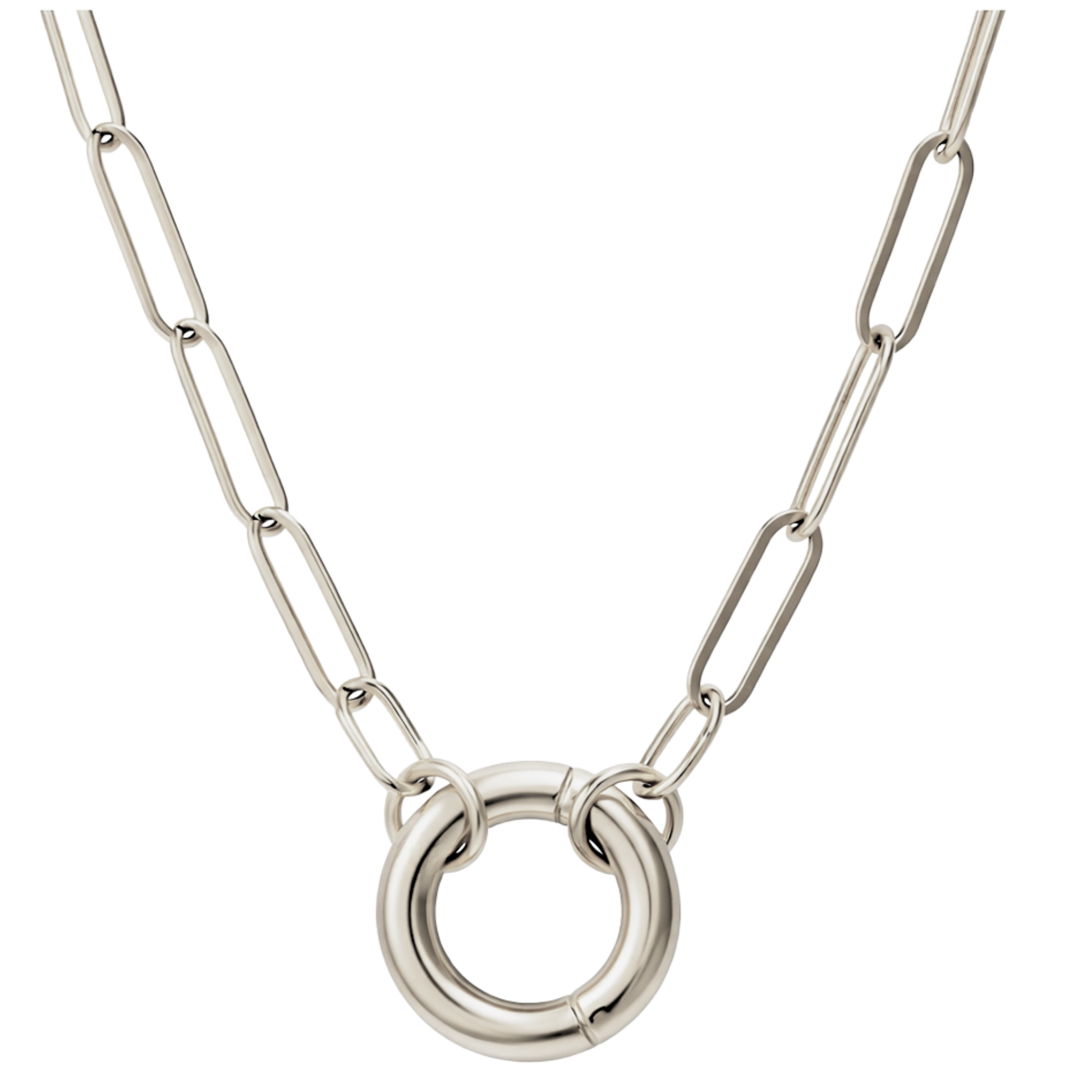 CarabinerCharmNecklaceforWomenPaperclipChainRoundCarabinerHolderStainlessSteelbyGingerLyne_SilverTone-Large-20mm-1