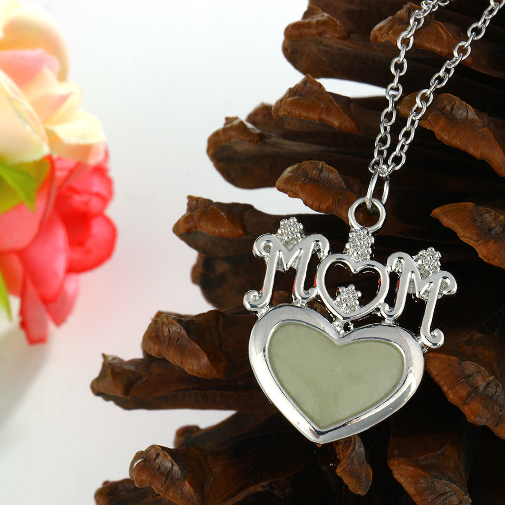 Mom Glow in Dark Mom Pendant Necklace Womens Ginger Lyne Collection