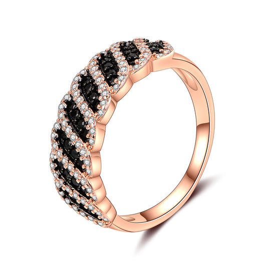 Judith Anniversary Band Ring Black Cz Rose Twist Womens Ginger Lyne Collection