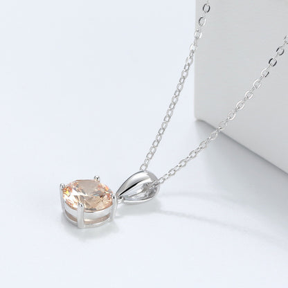 Solitaire Birthstone Necklace for Women Cz Sterling Silver Ginger Lyne Collection - November-Topaz Yellow