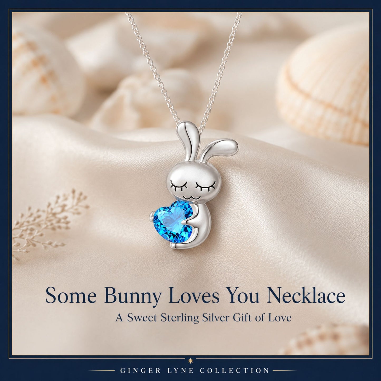 BunnyLoveNecklaceSterlingSilverHeartBlueCzWomensGingerLyneCollection_Blue-2