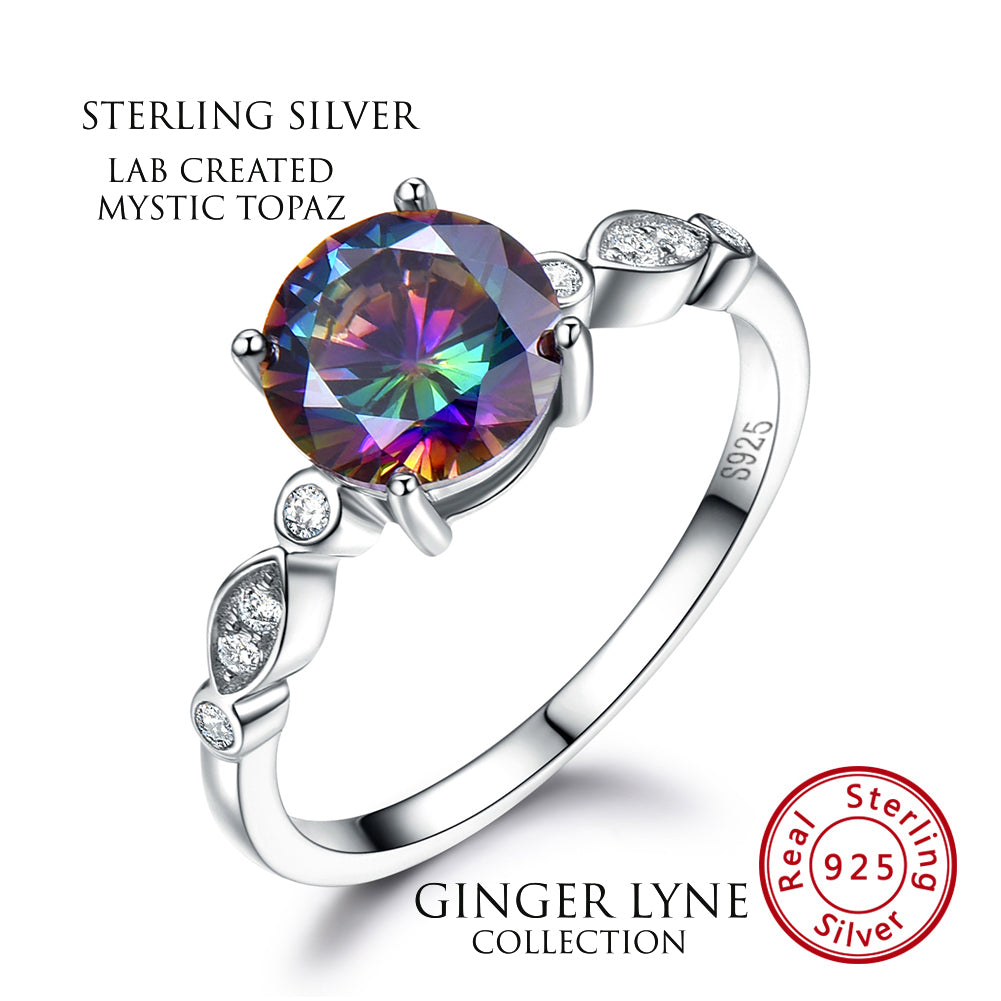 Mystic Topaz Engagement Ring for Women Sterling Silver Ginger Lyne Collection