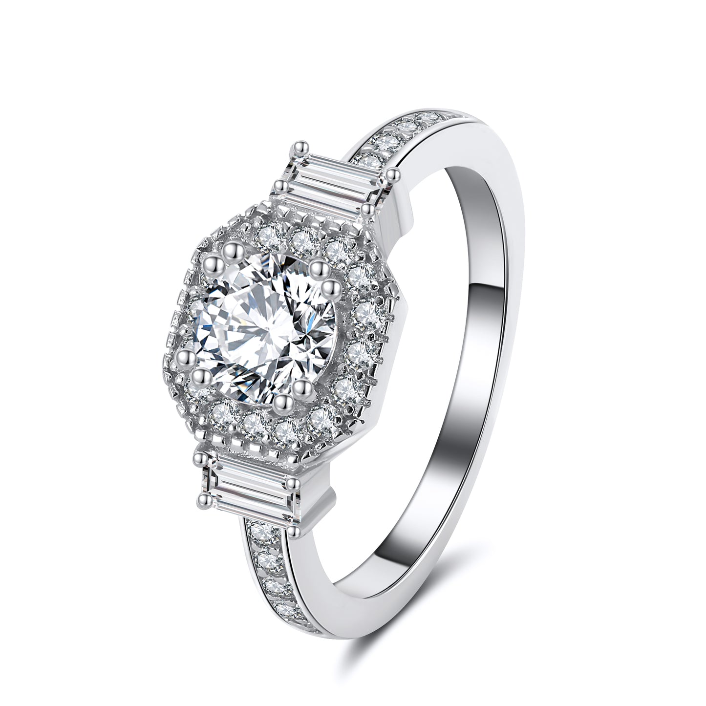 Julieanna Halo Engagement Ring Cz Sterling Silver Womens Ginger Lyne Collection