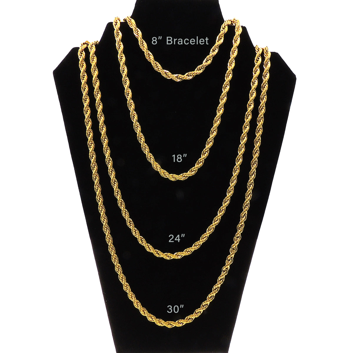 Gold Twisted Rope Chain Bracelet 8 Inch 6mm Stainless Steel Hip Hop for Women by Ginger Lyne - 8 Inch Gold