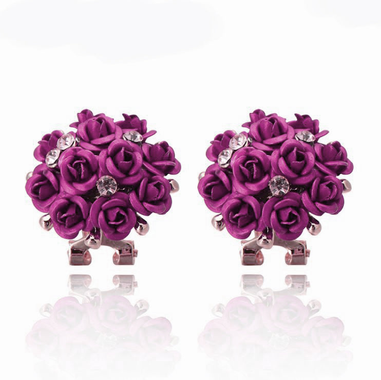 Rose Stud Earrings Purple Gold Plated Womens by Ginger Lyne Collection