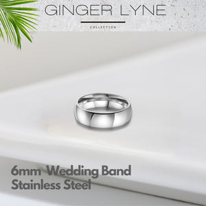 6mm Wedding Band Women Mens Rainbow Stainless Steel Ring Ginger Lyne Collection - 6mm Rainbow,10.5