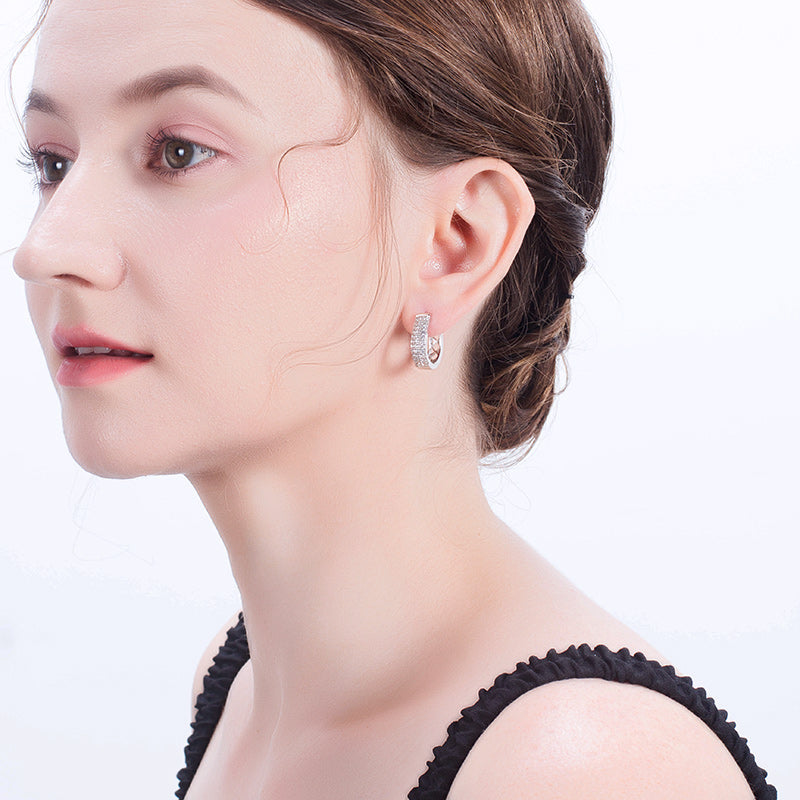 HoopEarringsforWomenSterlingSilverClearThreeRowCzWomensbyGingerLyneCollection_Silver-5