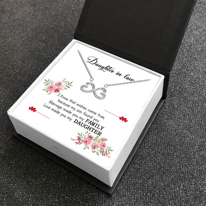 Daughter In Law Greeting Card Sterling Silver Infinity Hearts Necklace in Gift Box Ginger Lyne Collection - GC-1696