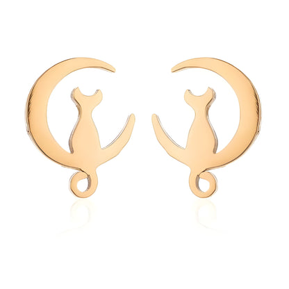 GingerLyneCatMoonEarringsforWomenStainlessSteelKittyStudsPetJewelryGiftsforHer_Black-2