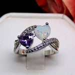 Load image into Gallery viewer, Cora Heart Ring Created Fire Opal Purple Cz Promise Women Ginger Lyne Collection - 10
