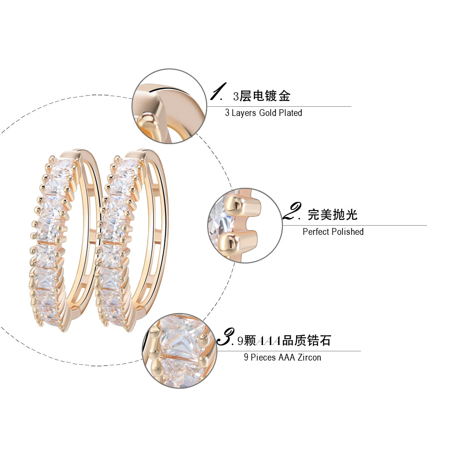 Hoop Earrings for Women White Gold Plated Princess Cubic Zirconia Ginger Lyne Collection - Silver