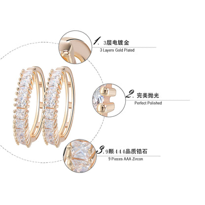 Hoop Earrings for Women White Gold Plated Princess Cubic Zirconia Ginger Lyne Collection - Silver