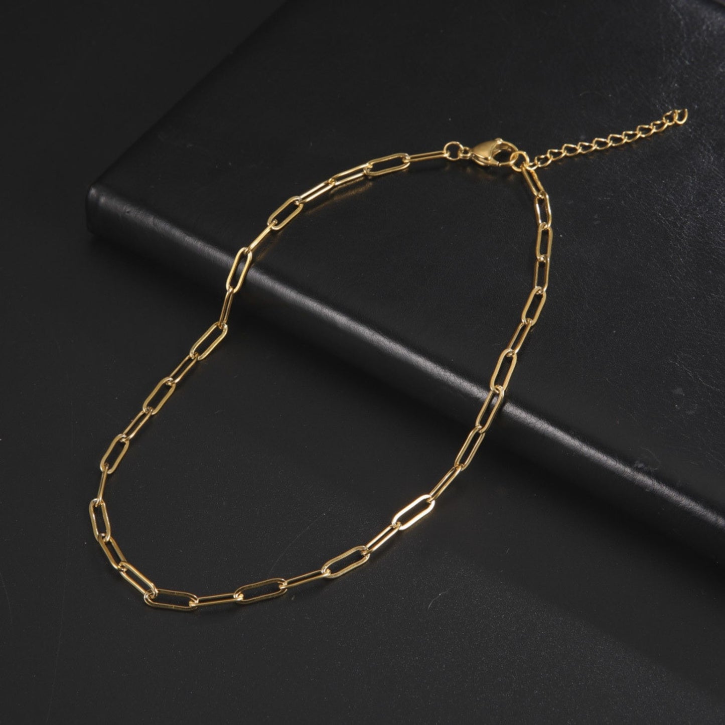 PaperclipChainNecklaceforWomen18KTGoldPlatedStainlessSteelGingerLyneCollection_Gold-2