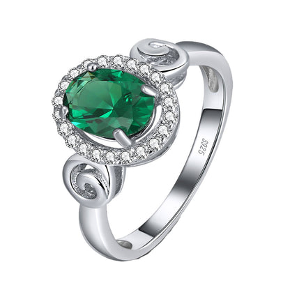 Engagement Statement Ring for Women Green CZ Sterling Silver Ginger Lyne Collection - 8