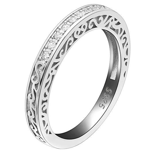 Cynthia Clear Cz Sterling Silver Anniversary Ring Wedding Band Women Ginger Lyne Collection