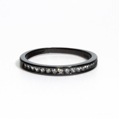 VictoriaAnniversaryBandRingBlackSterlingSilverCzWomensGingerLyneCollection_BlackClear-3